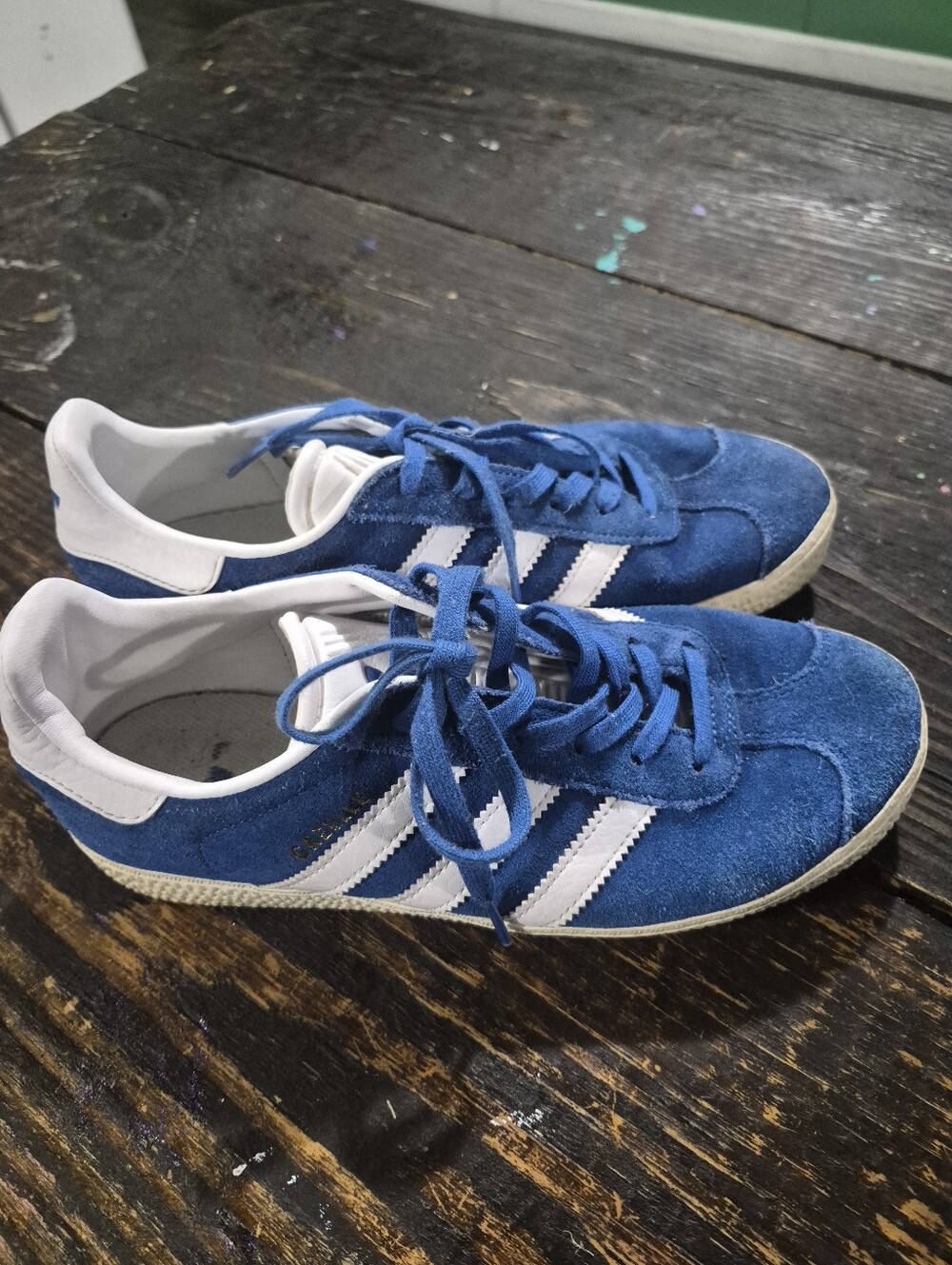Adidas Gazelle Girl/women's Blue Suede Sneakers with White Stripes